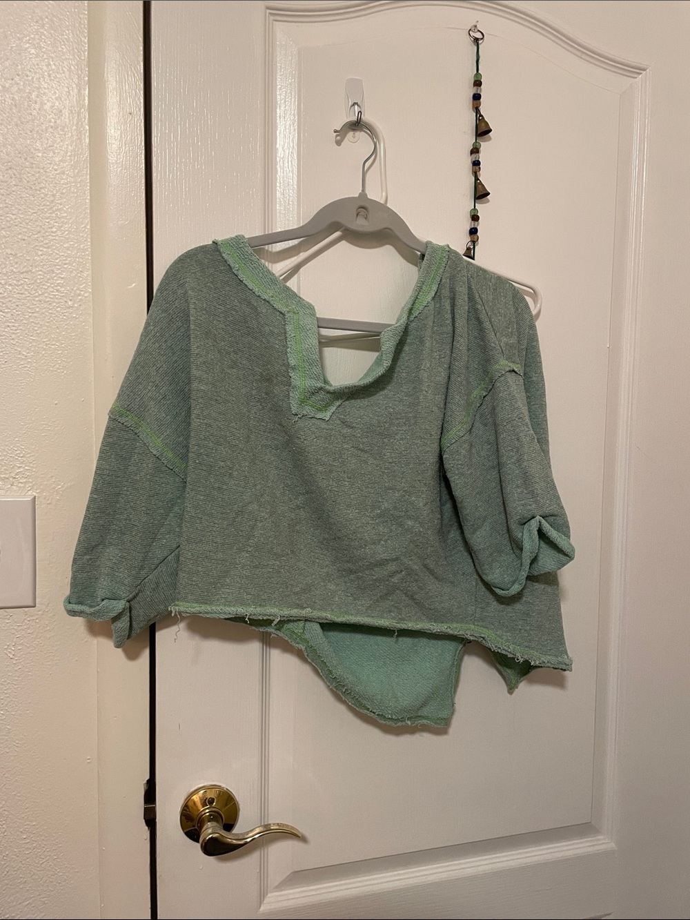 Free People Light Green Cozy Knit Pullover Sweater